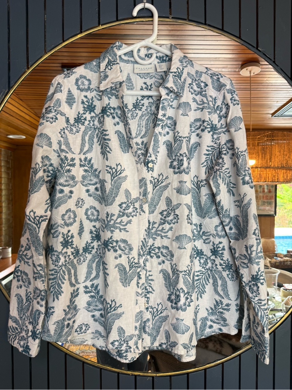 Women’s Blue Floral Button-Down Shirt